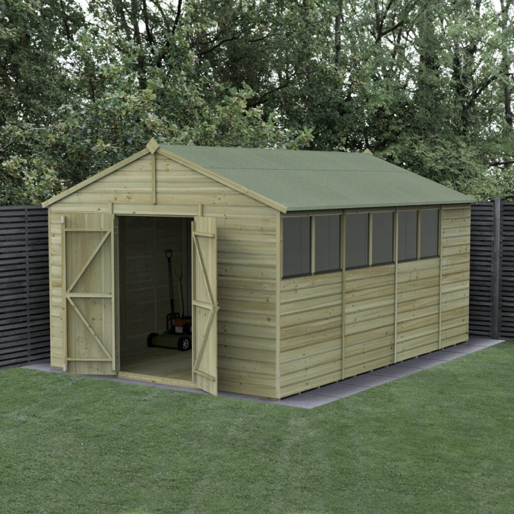 Beckwood 10×15 Apex Shed – 6 Windows – Double Door with Installation 5013053196625 2